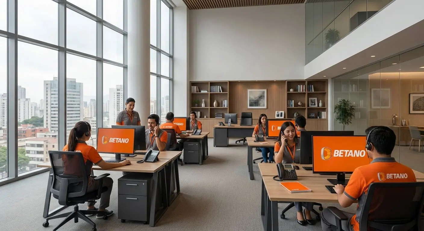 Equipo de atención al cliente Betano Perú gestionando soporte vía teléfono y chat