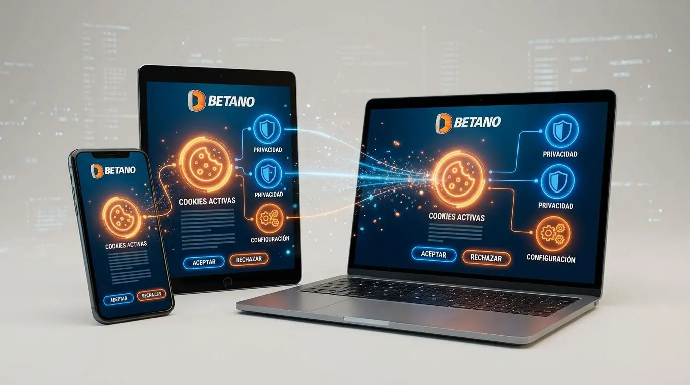Dispositivos mostrando cookies activas en la web de Betano