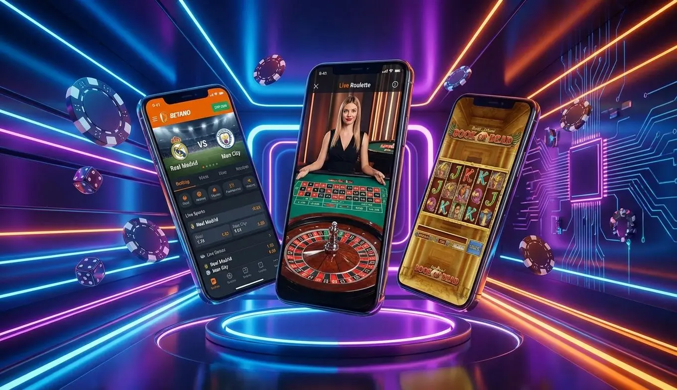 Vista de juegos disponibles en la Betano App para móvil