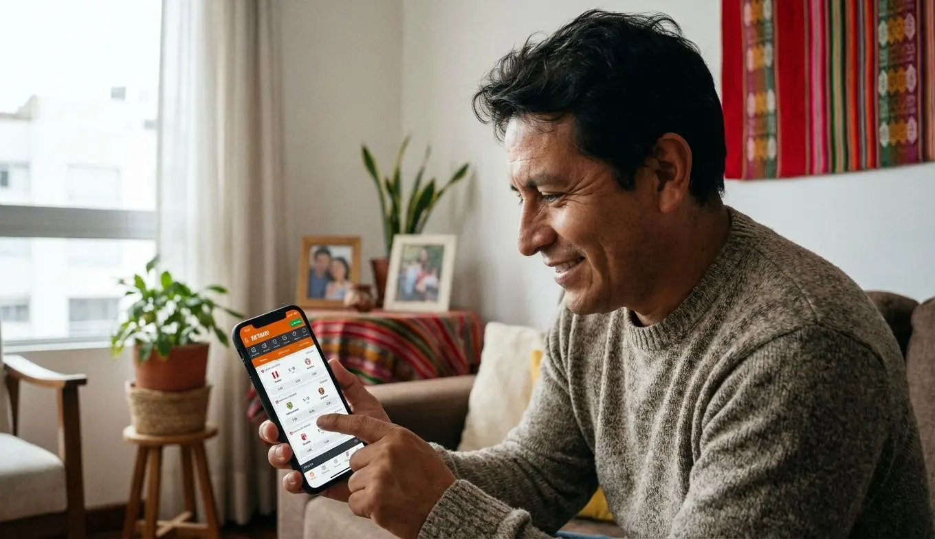Usuario peruano apostando desde su móvil en Betano